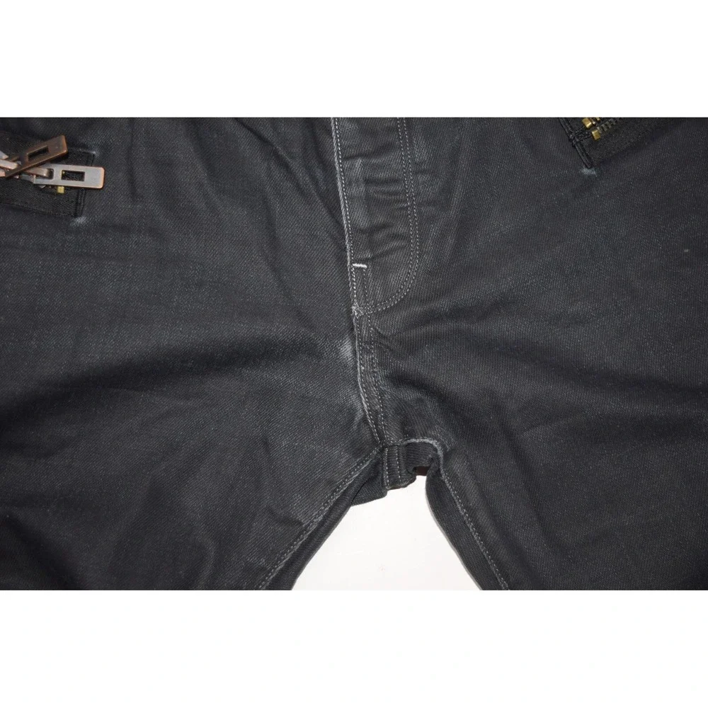 G Star Raw Jeans Mens 36x35 Black Sudden Straight Moto Zip Denim 50102755